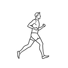 Man jogging alone, simple vector linear illustration, sketch style, black and white