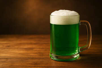 Green Beer in Glass Mug - Festive St. Patrick's Day Drink