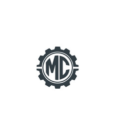 Machine Core MC Letter Gear Logo - Industrial Machine Emblem Symbol Logo Icon Vector 