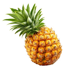 Fototapeta premium Fresh Pineapple with Green Leaves Isolated on White Background Perfect for Tropical and Summer Concepts