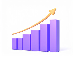 3d minimal data analysis icon. soaring finances. Strengthening currency. A bar graph with an arrow rising. 3d illustration.datum, achievement, chart, diagram, financial, future, graph, Generative Ai