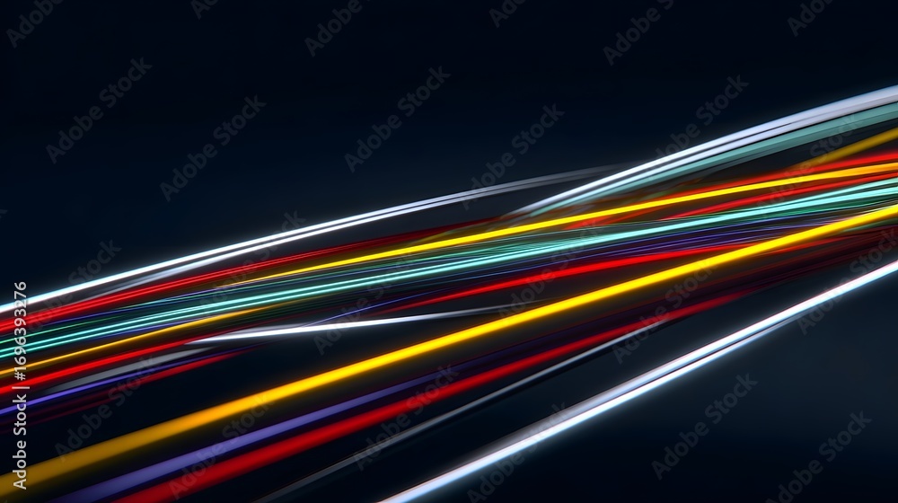 Poster colorful abstract digital energy trails and glowing neon lines creating a dynamic, futuristic visual