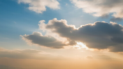 Warm Sunset Light Illuminating Clouds in the Sky