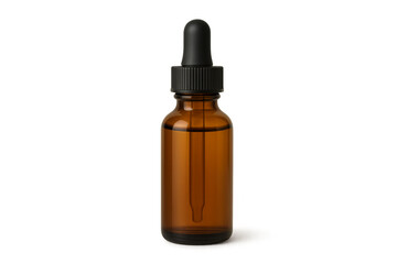 Fototapeta premium Small brown medical glass bottle with dropper on transparent background