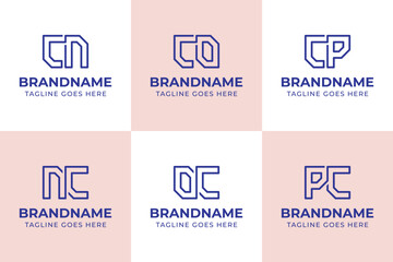 Fototapeta premium Letters CN NC CO OC CP PC Monogram Logo Set, suitable for any business