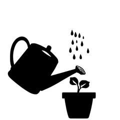 Vector illustration of a watering can, a garden