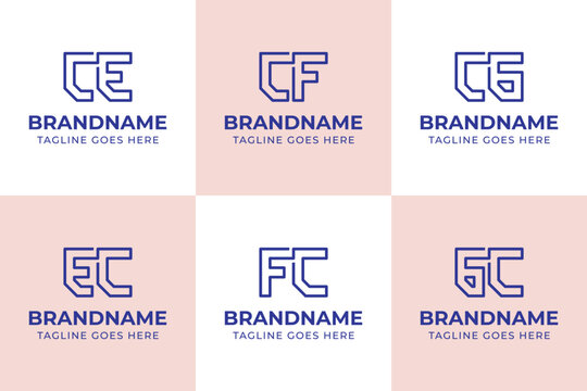 Letters CE EC CF FC CG GC Monogram Logo Set, suitable for any business