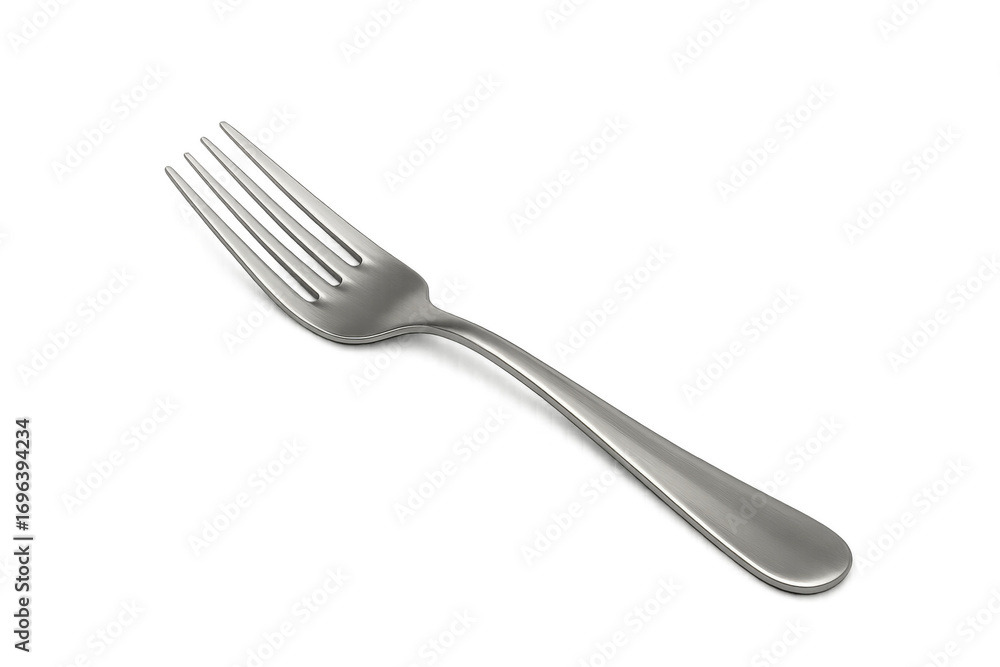 Poster silver fork lying on transparent background for easy isolation