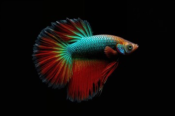 Fototapeta premium Vibrant Betta Fish Against a Dark Backdrop