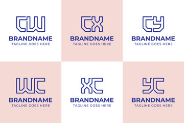 Obraz premium Letters CW WC CX XC CY YC Monogram Logo Set, suitable for any business
