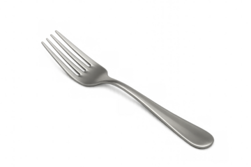 Silver fork lying on transparent background for easy isolation