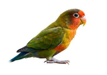 Vibrant Masked Lovebird: Profile View of a Colorful Parrot isolated on transparent background