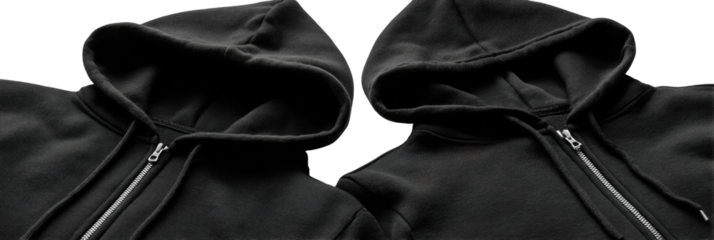 Close-up of a black zip-up hoodie