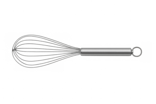 Metal whisk isolated on transparent background for mixing ingredients