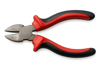Obraz premium Red and black cutting pliers isolated on transparent background