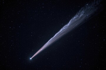 A glowing comet streaks across the infinite cosmos like a brilliant meteor.