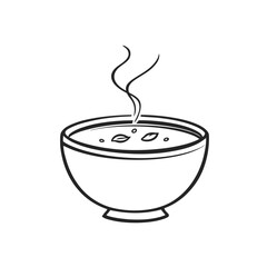A brown illustration of a steaming cup of hot coffee or tea with a saucer, a perfect symbol for a cafe
