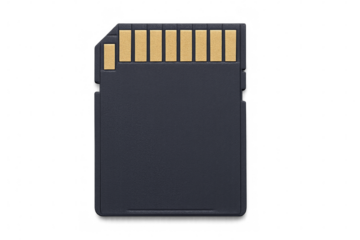 Secure digital memory card on transparent background