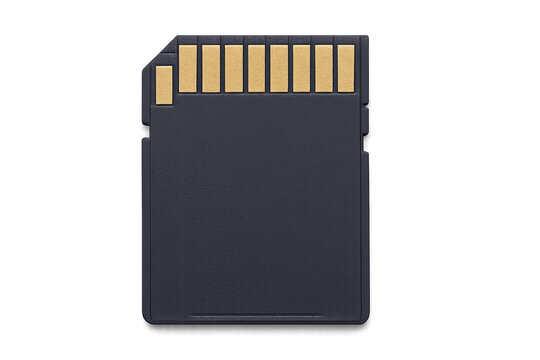 Secure digital memory card on transparent background