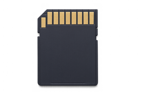 Secure digital memory card on transparent background
