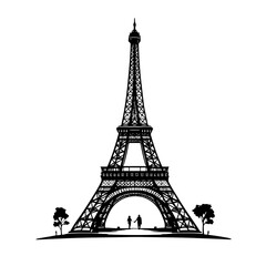 Obraz premium Vector illustration of the famous Eiffel Tower in Paris, a landmark symbol of French architecture and European travel