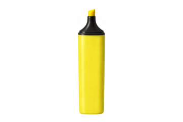 Bright yellow highlighter pen on transparent background emphasizing important information
