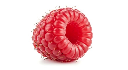 Single ripe raspberry isolated on a white background