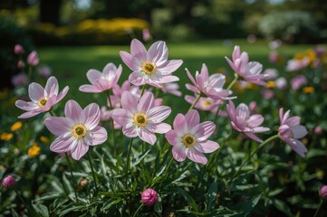 Obraz premium Blooms of Anemone hupehensis, commonly known as Japanese anemone