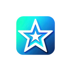 Obraz premium Blue gradient square icon with white outlined star and transparent background, modern and vibrant style for digital use