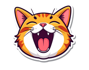 Cartoon Cat Emoji with Laughing Expression, Funny Sticker Icon, isolated on transparent background PNG