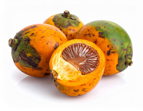Ripe betel nut isolated against a white background.