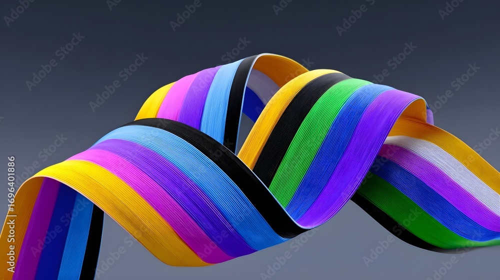 Poster striking abstract background featuring dynamic and flowing curves in a vibrant rainbow of colors, cr