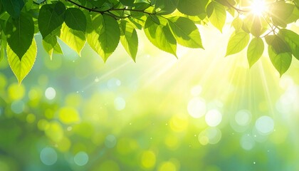 Sunlight filtering through lush green leaves, creating a vibrant natural backdrop.