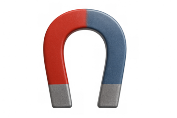 Red and blue horseshoe magnet with transparent background