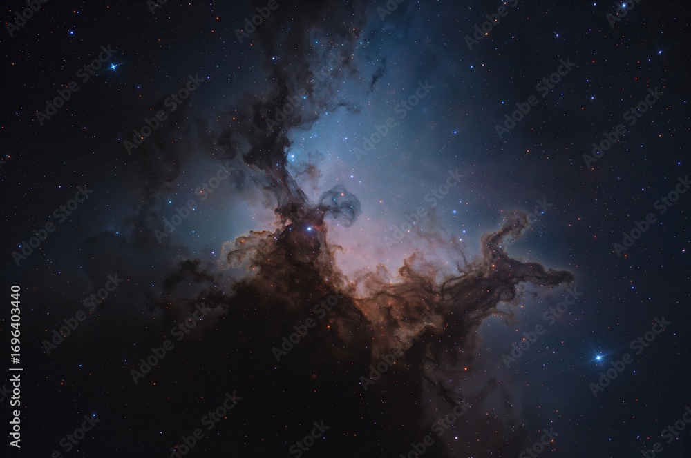 Poster the majestic columns of cosmic gas in a distant nebula illuminated in visible light