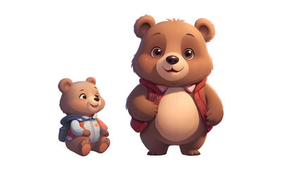 Two cute cartoon teddy bear
