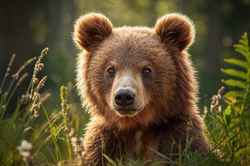 Fototapeta premium Young Himalayan brown bear, Ursus Arctos Isabellinus species