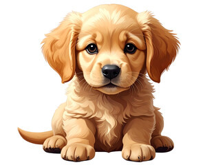 Realistic Dog Breed Icon — Golden Retriever Puppy, Detailed Pet Illustration, isolated on transparent background PNG