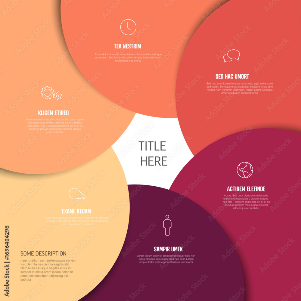 Poster an abstract, colorful infographic template illustrating a process or concept. this infographic featu