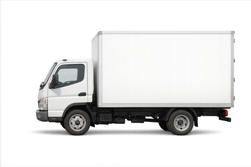 White delivery truck isolated on transparent background