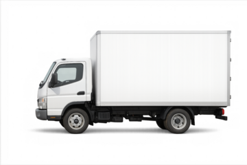 White delivery truck isolated on transparent background