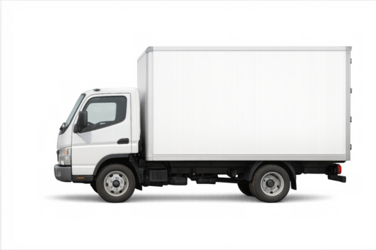 White delivery truck isolated on transparent background