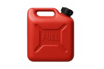 Red fuel canister with transparent background for easy isolation