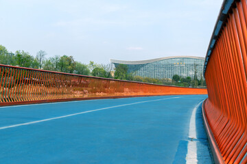 The bridge road surface in Chengdu Jincheng Lake Park