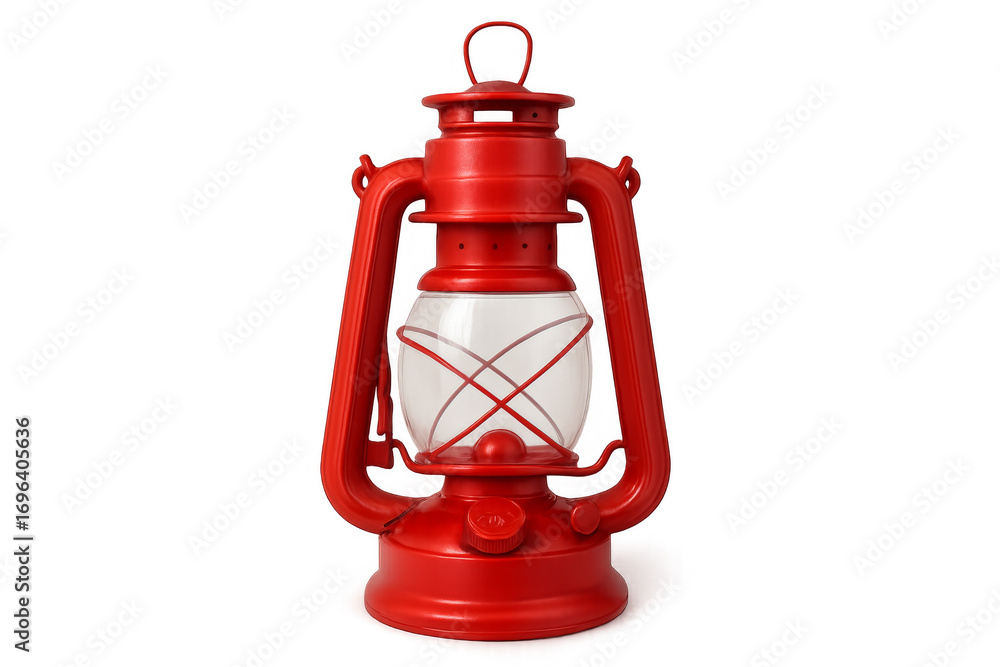 Poster red kerosene lantern illuminating the darkness with transparent background
