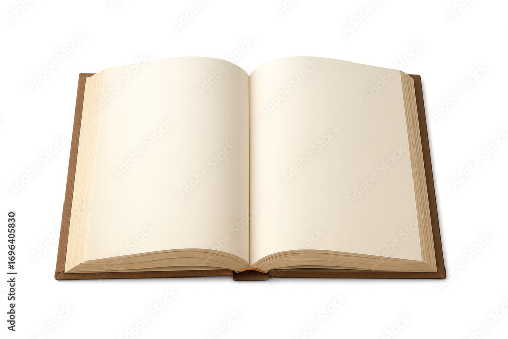 Aufkleber open book with blank pages on transparent background showing binding and spine