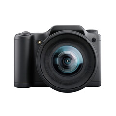 Fototapeta premium Black Digital Camera with a Wide Lens for Professional Photography and Creative Imagery in Studio or Outdoor Settings