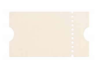 Blank perforated ticket on transparent background ready for customization