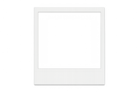 White instant photo frame with transparent background for easy editing