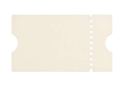 Blank perforated ticket on transparent background ready for customization
